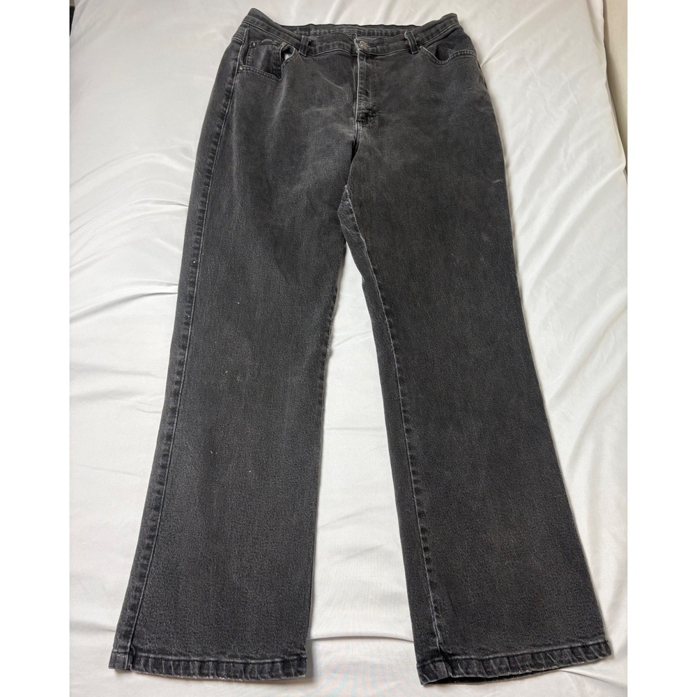 Riders Jeans Womens 14 M Black Good Straight Leg High Rise Denim Pants